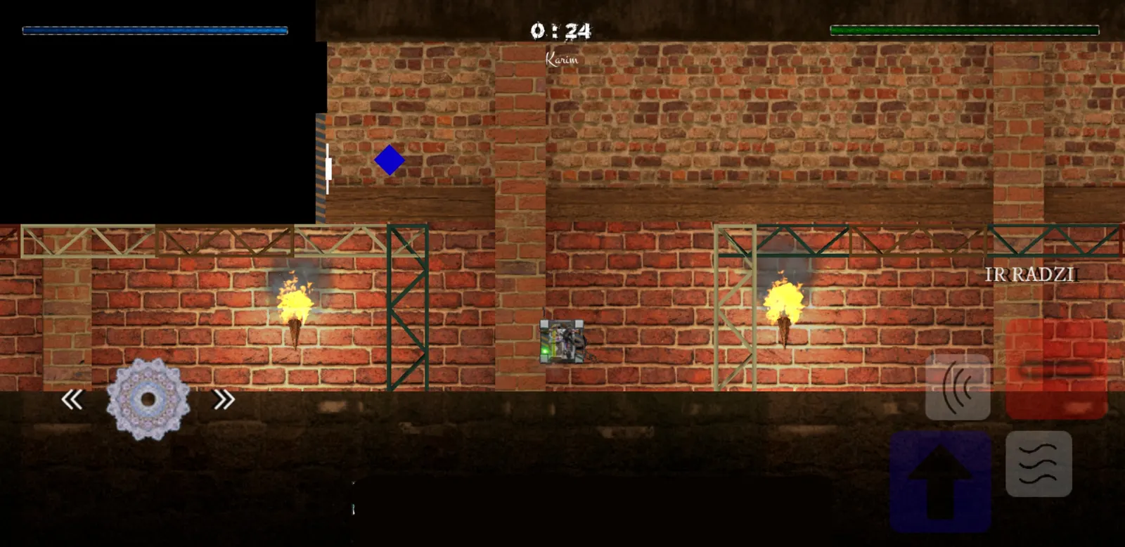 Abar level in a brick tunnel with torches